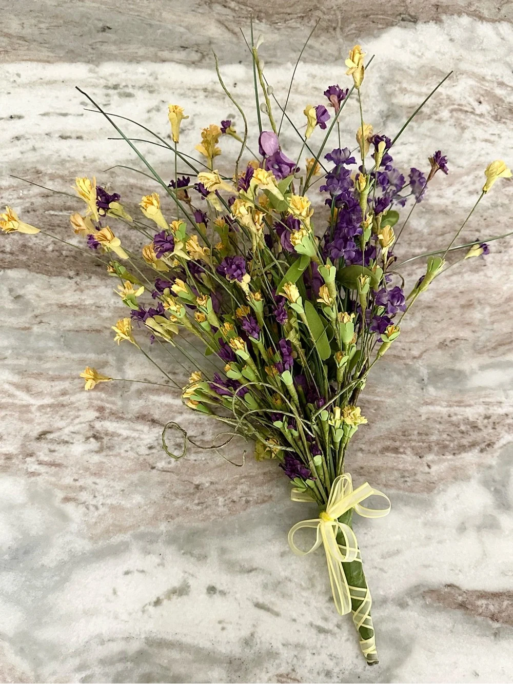 Wildflower Bouquet - Purple & Yellow Faux Floral Arrangement